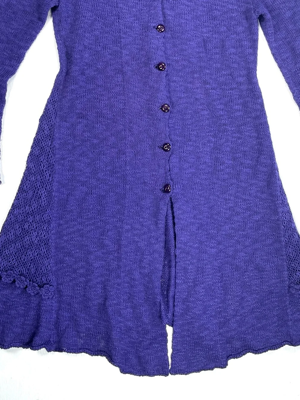 Yumi Diseños Y2K Purple Knit Duster Cardigan Crochet Cotton Sweater M/L Bolivia
